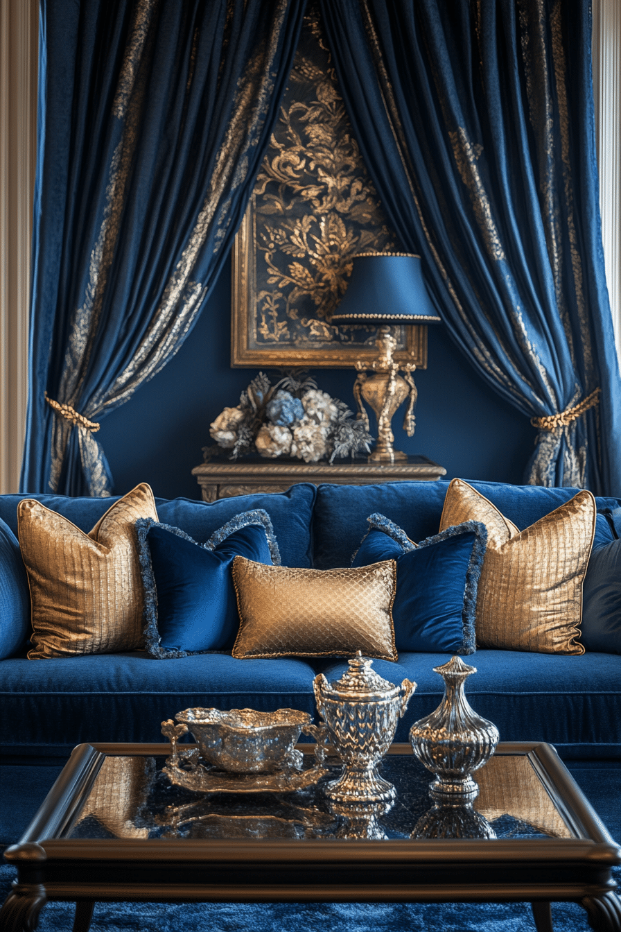 blue couch in the living room