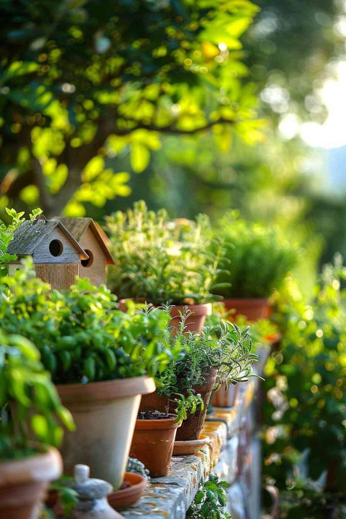 Tiny birdhouses punctuate a cluster of <a href=