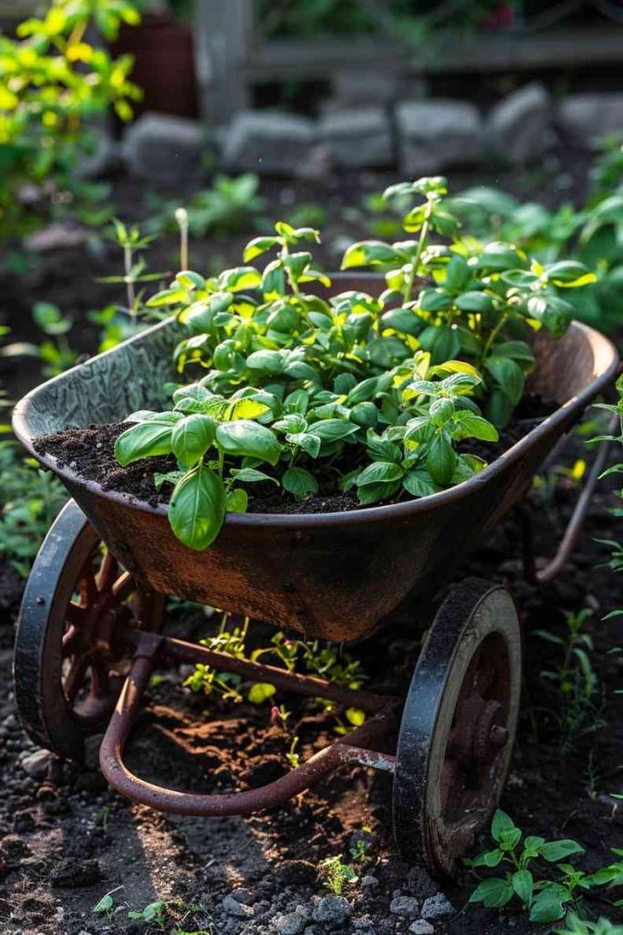 Nestled in the curve of the burial mound, herbs like basil find an unexpected home, ready to be rolled wherever the sun kisses the earth.