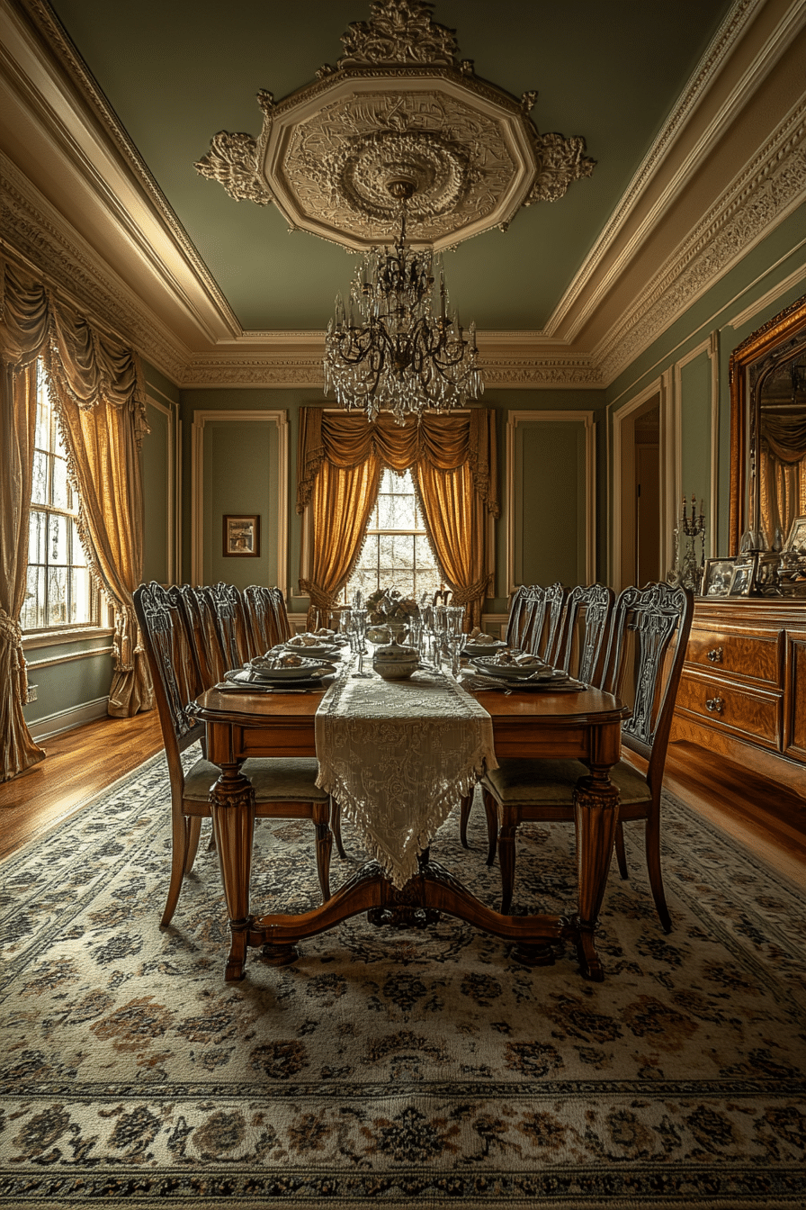 sage green dining room