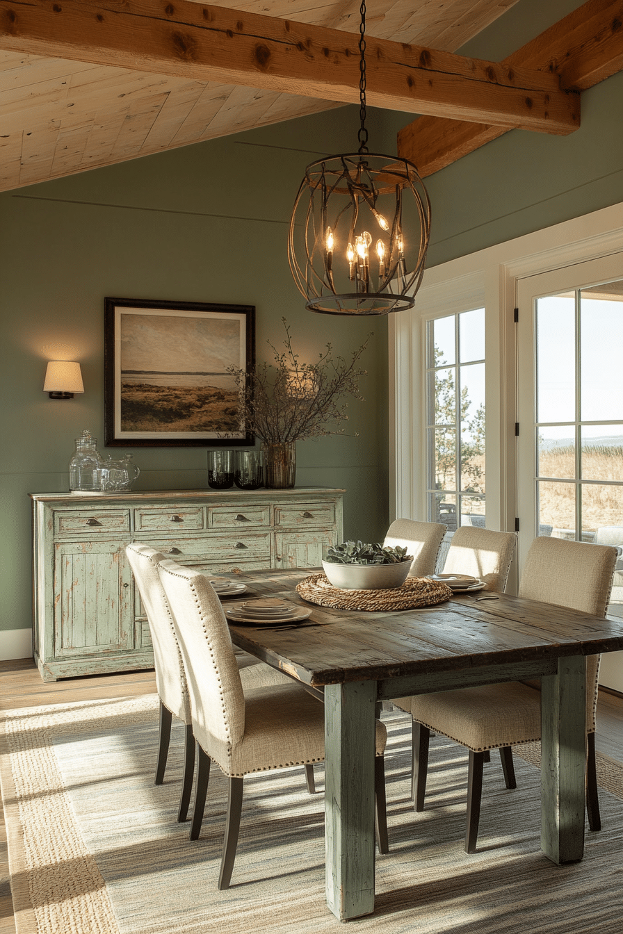 sage green dining room