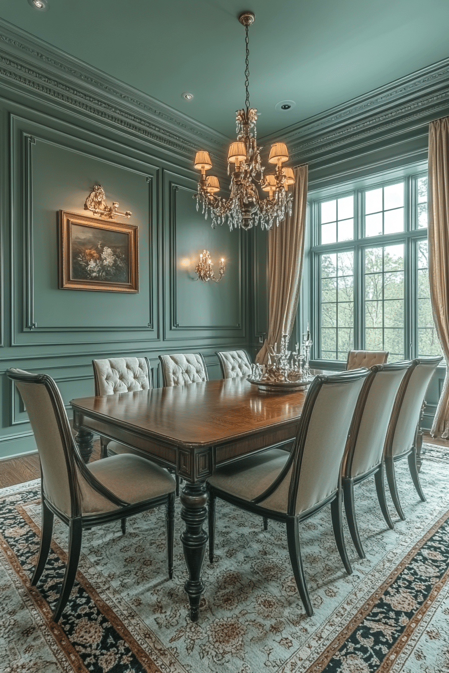 sage green dining room