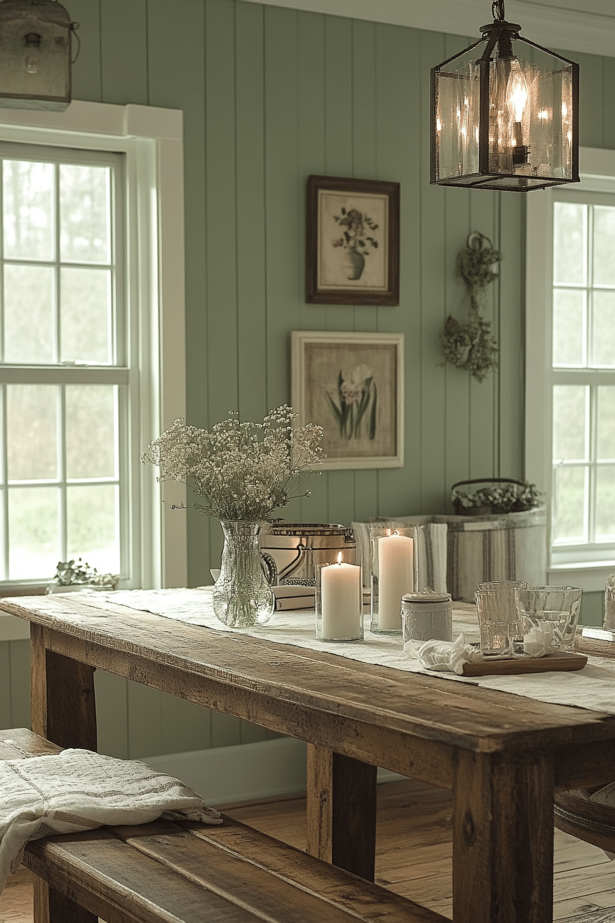 sage green dining room