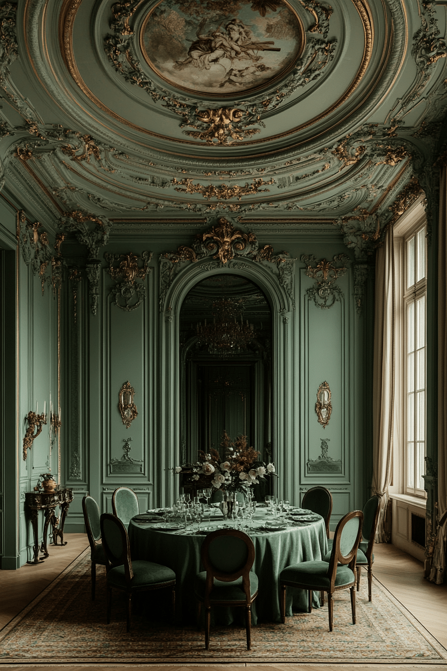 sage green dining room