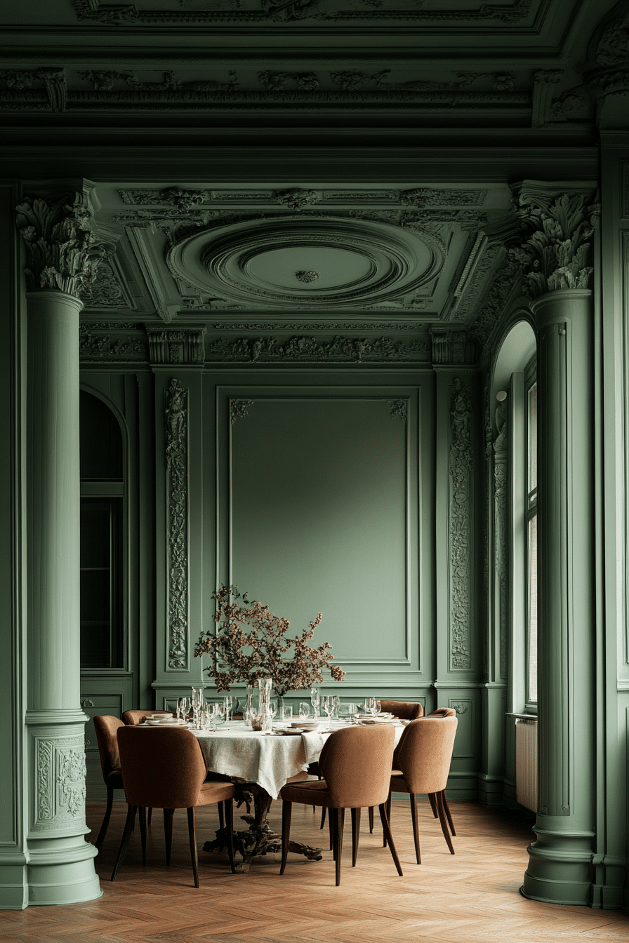 sage green dining room