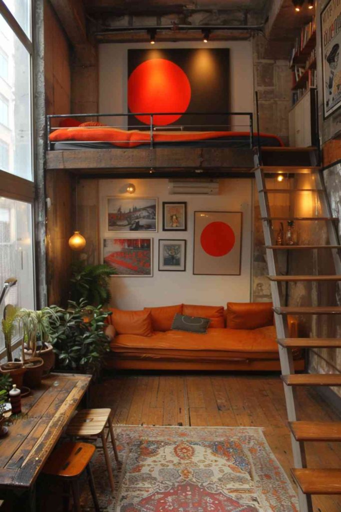 An imaginative nook in the loft bedroom brings together <a href=