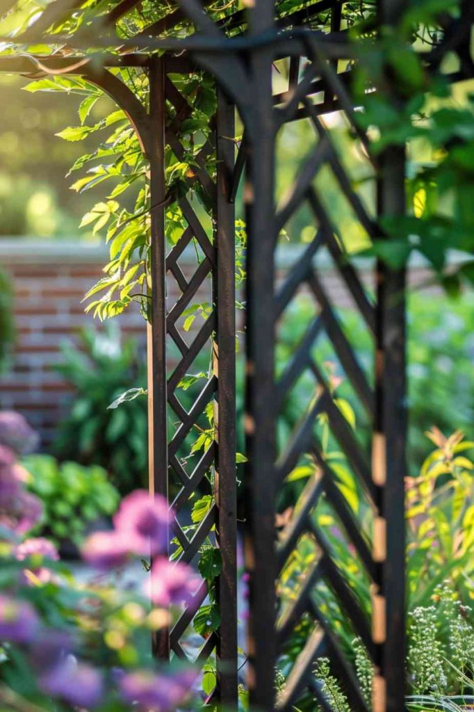 Ideal for vibrant sweet peas, this fashionable backdrop creates a dynamic visual statement. It supports their courageous rise with playful sophistication.