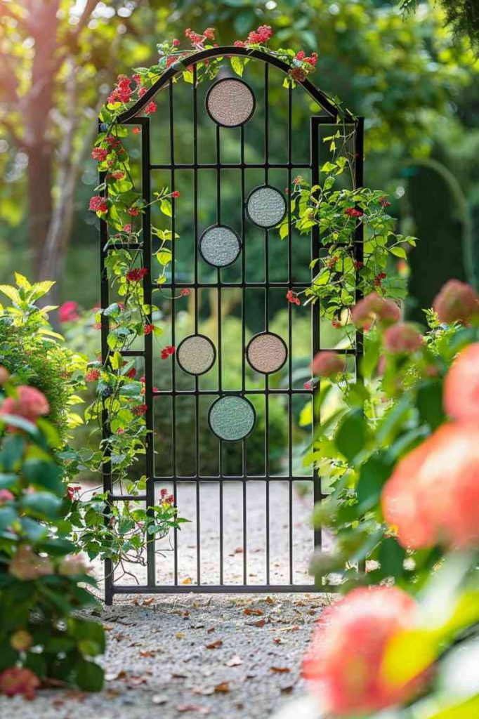 The Art Deco trellis is a statement piece that combines the bold, symmetrical lines of the 1920s with the gentle flow of climbing plants, providing a striking juxtaposition that adds opulence and style to any garden setting.