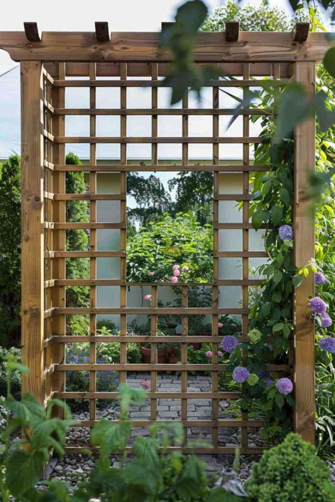 Improve the depth and light of your garden with a trellis garden mirror. Mirrors strategically placed between the latticework reflect the sky and surrounding plants, providing a fascinating and diverse view of your garden's natural beauty.