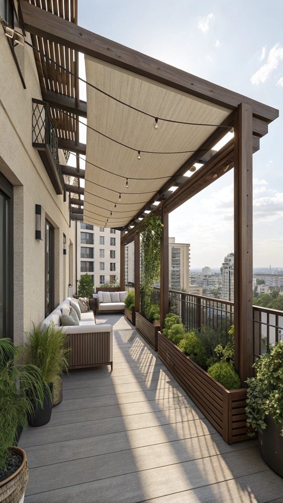 Canvas covered outdoor pergola