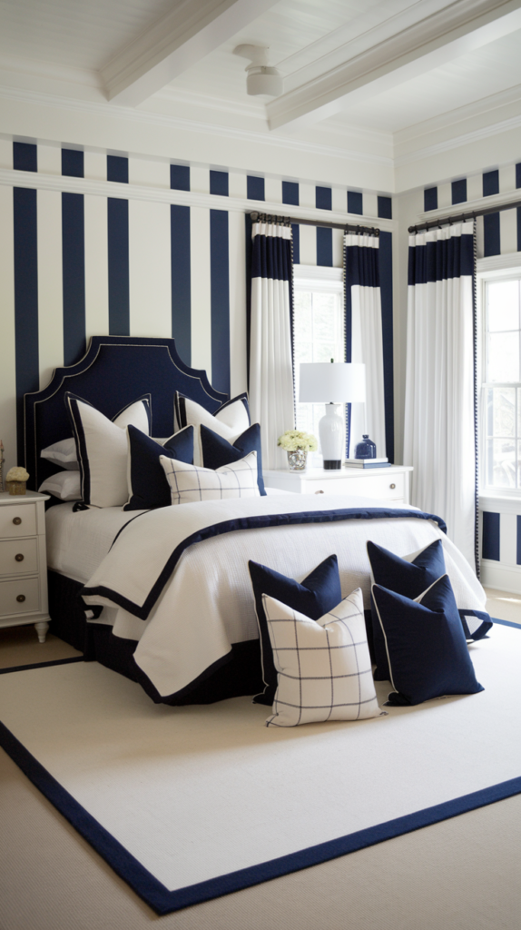 Decide on the color schemes navy blau and white