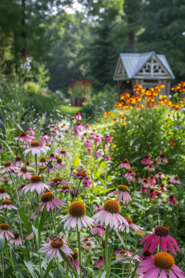 Coneflowers sway gently in this <a href=