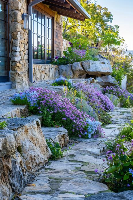 Nestled in the noxious embrace of rocky recesses, Phlox blooms and defies the elements with grace. 