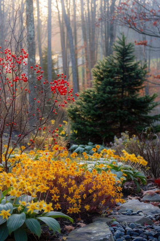 Amid a landscape often frost-bitten and white, this winter wonderland garden becomes a soft murmur of life and persists in a quiet defiance of the season's sleep.