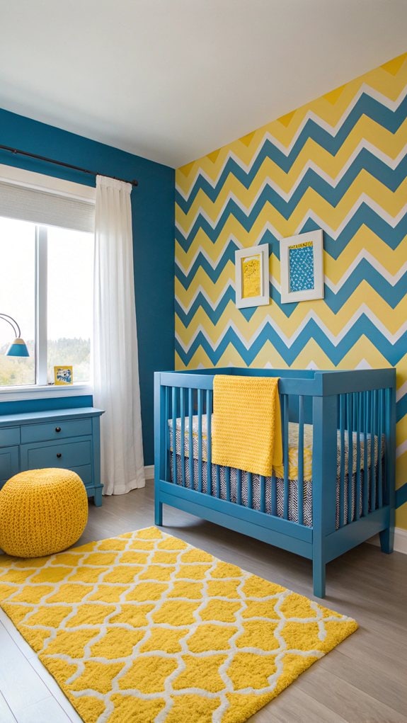 Chevron patterned statement wall