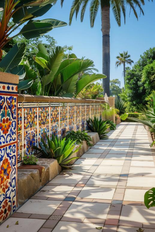 Do you love bright and bold sunny seascapes? Bring a little of this into your home by enhancing your privacy fence with colorful Mediterranean tiles that reflect the vibrant spirit of coastal paradises.