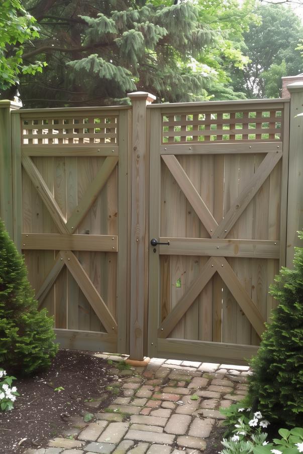 A privacy fence with a gate is not only good for privacy, but also functional. It lures guests into a secret garden accentuated by the charm of movement and access.