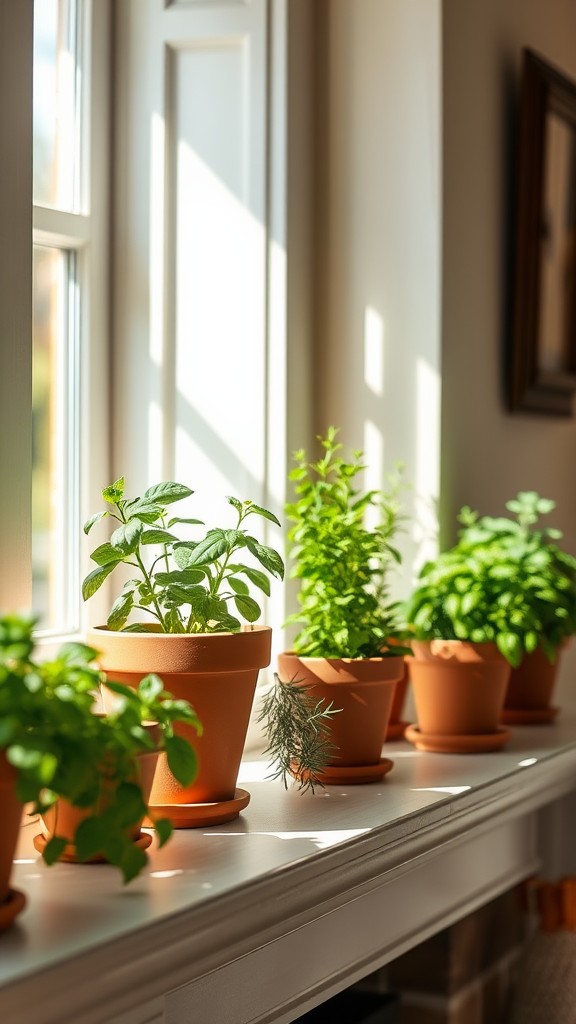 Fresh herbs in pots