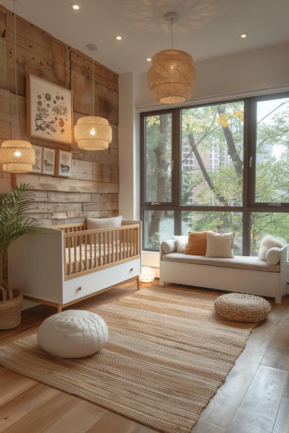 Zen-inspired ornaments and natural materials cultivate a peaceful retreat for their little one in a harmony of neutral colors.