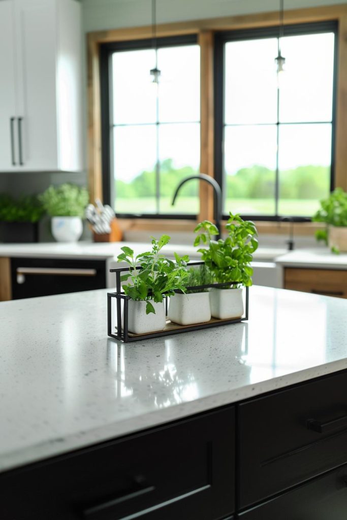 An elegant iron hereditary stand is both fabulous and functional on a polished quartz worktop. It stands out and <a href=