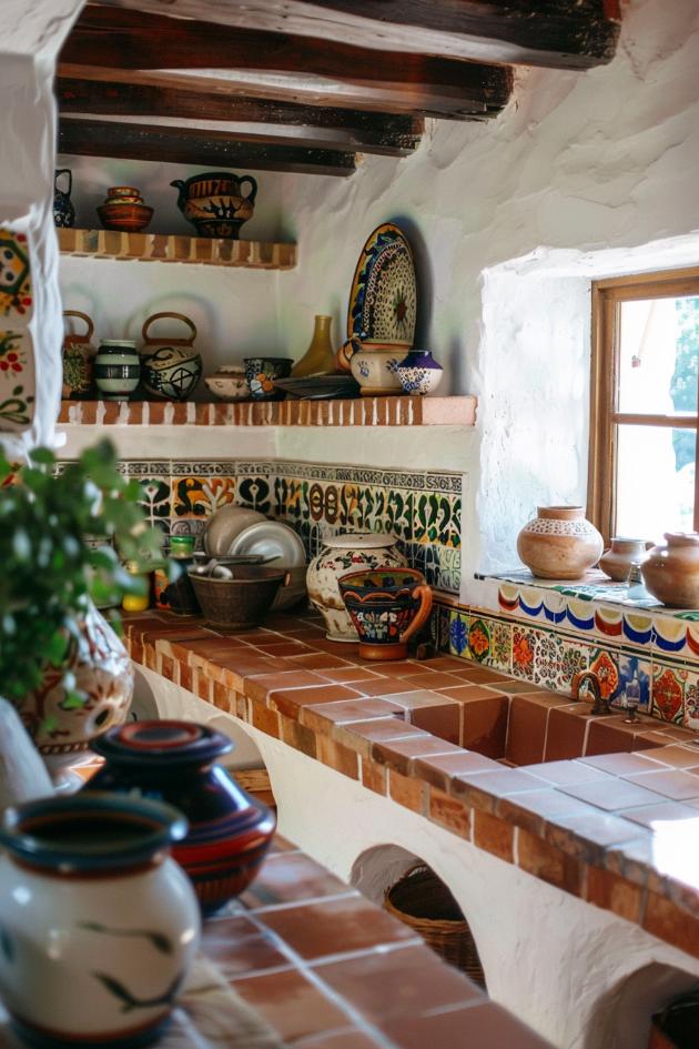 In a Bohemian harbor, craft ceramic pieces claim their rooms on worktops and floating shelves that live both as utilitarian vessels and as evocative works of art.