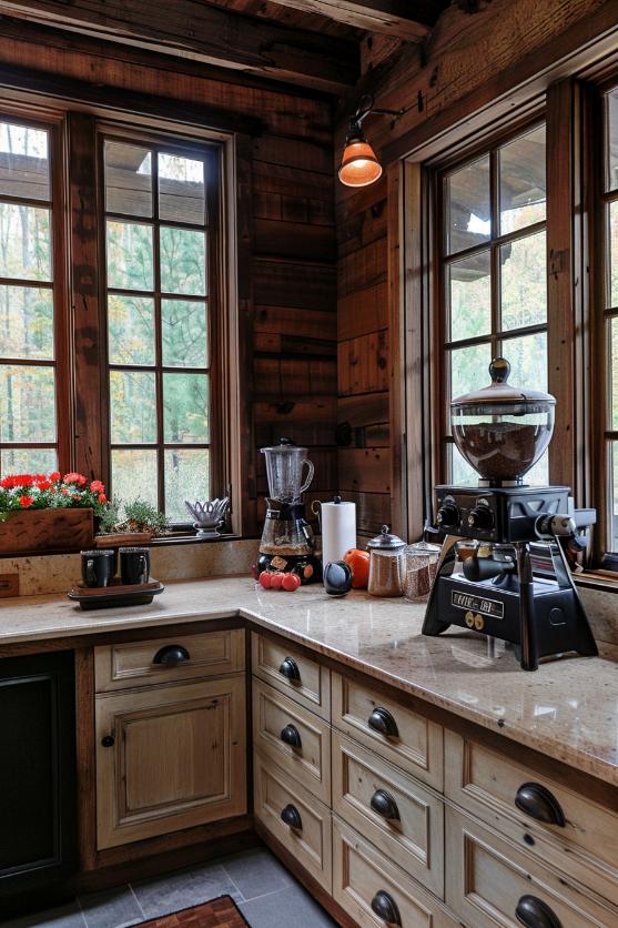 An ancient coffee grinder takes care of a proud statement in the middle of everyday life in a modern kitchen protection area of ​​a coffee enthusiast.