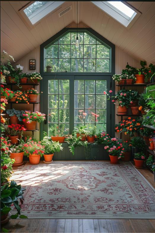 Terracotta pots and green green cause a lively atmosphere and transform a sunny corner into a small corner that is perfect for plant lovers.