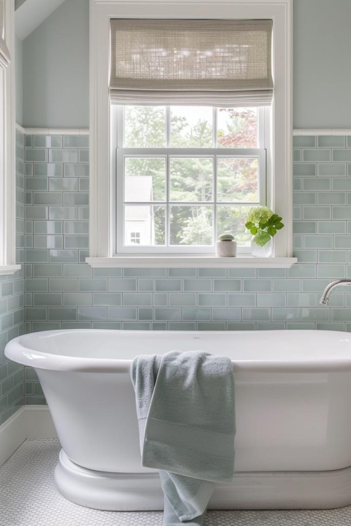 These U -Bahn tiles have a Seafoam twist that indicates airy farmers' baths for farmhouses and light farmers. The subtle infusion of Seafoam colors in the classic U -Bahn tiles brings a refreshing coastal magic into the room.