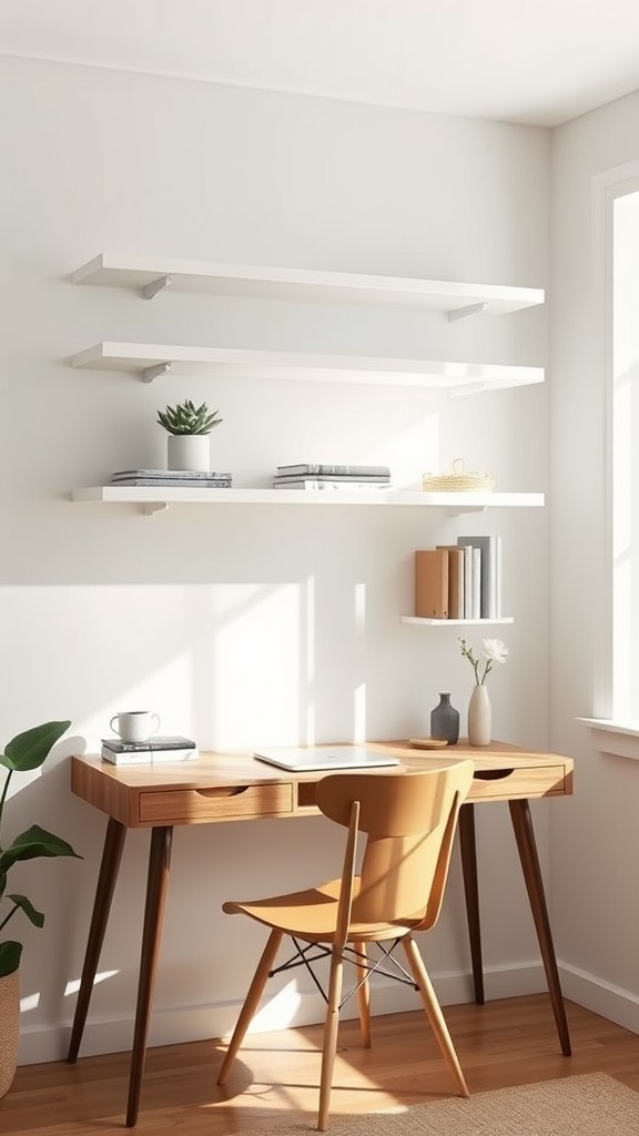 Use shelves mounted on the wall