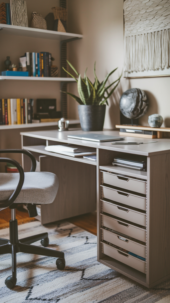 Incorporate under-desk storage solutions