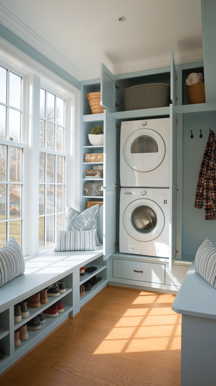 Discover 10 Genius Ways to Hide Your Washer and Dryer in Your Mudroom!