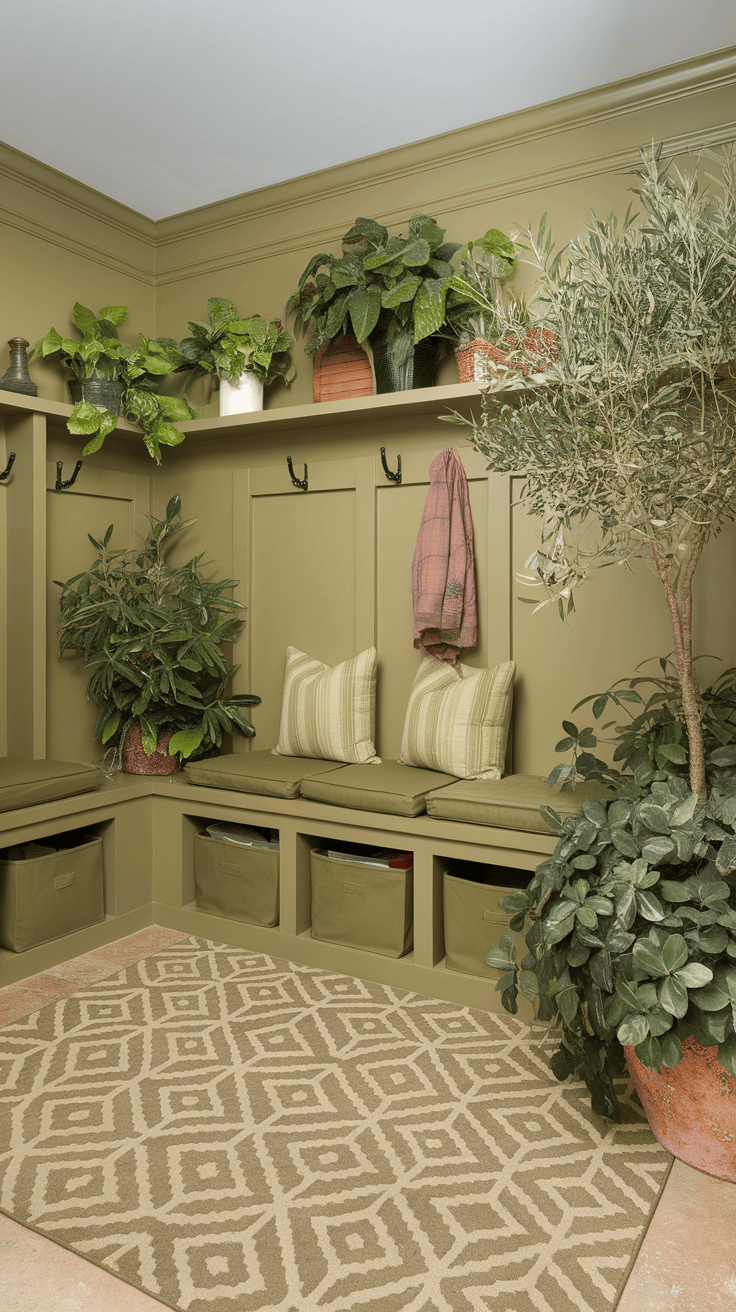 Cozy interior filled with different plants and a comfortable seating area.