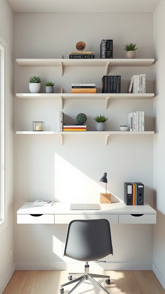 Use shelves mounted on the wall