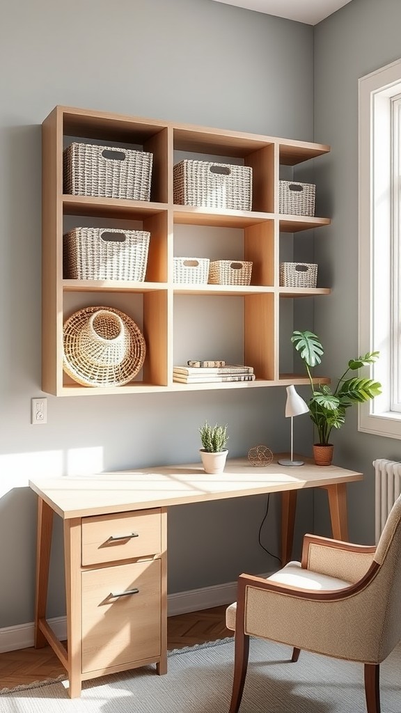 Use stylish baskets for additional storage space