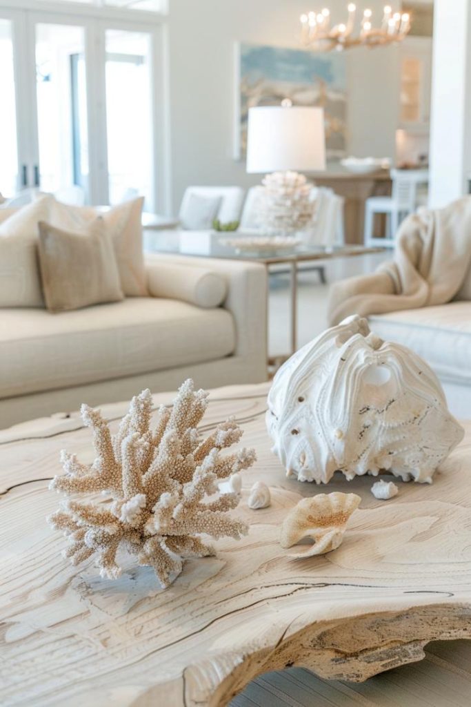 This decor, inspired by the coast, captures the essence of relaxed elegance on the beach and causes its space with an aesthetics that causes the beauty of the coast.