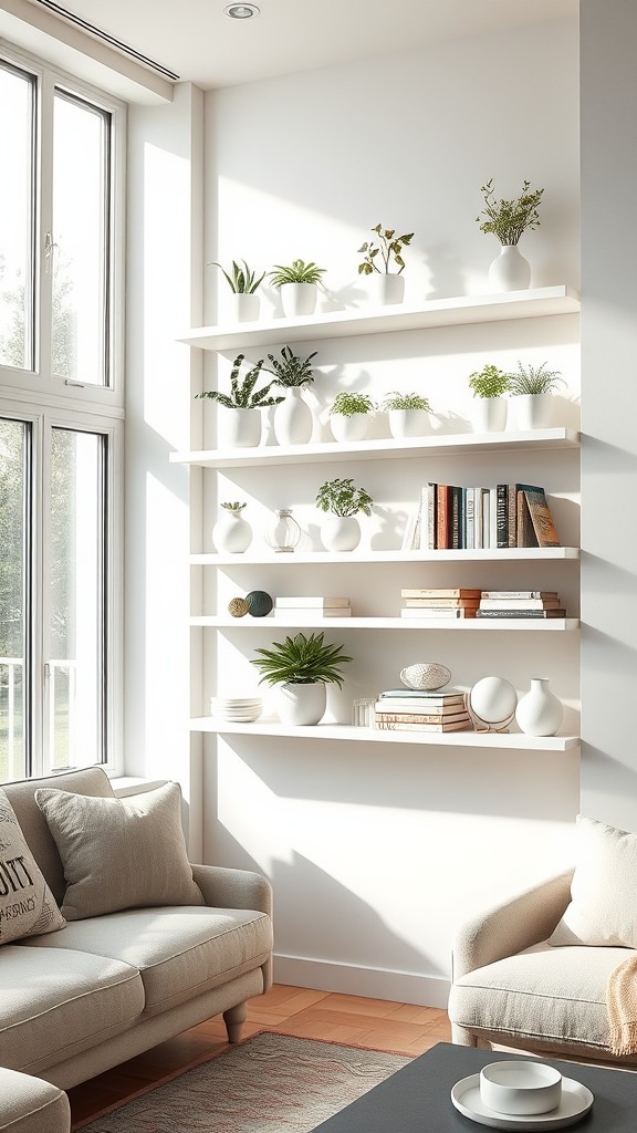 Open shelves for decorative displays