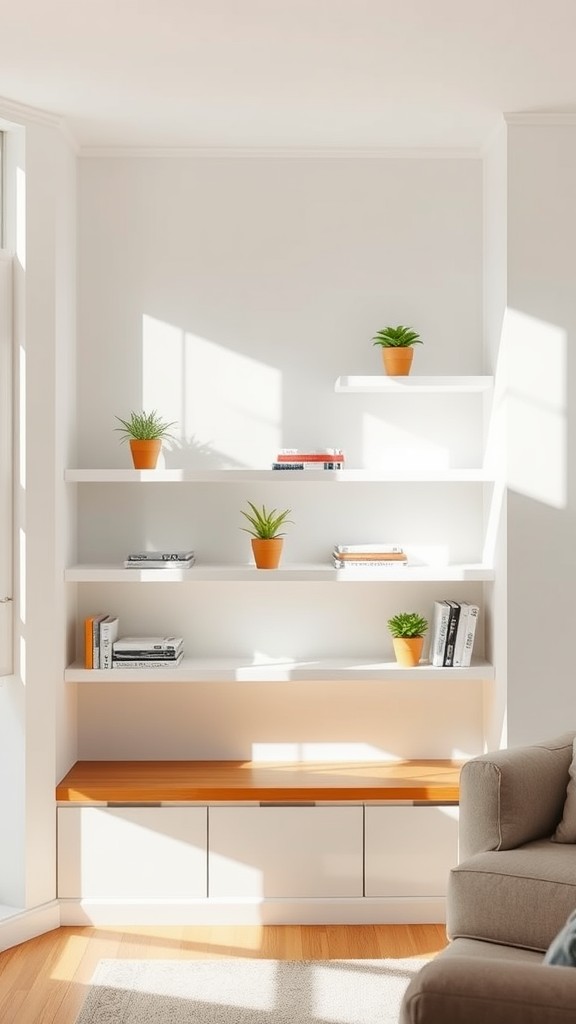 Unter-Window shelves to use natural light