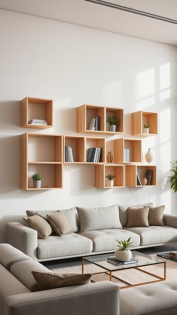 Wall -mounted cubes for a modern layout