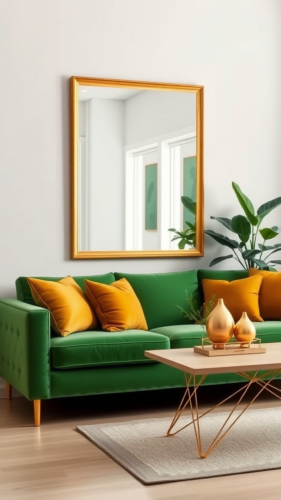 Complementary green and golden decor