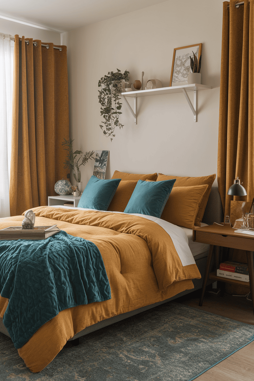 10 Stylish Mustard Yellow and Teal Bedroom Ideas