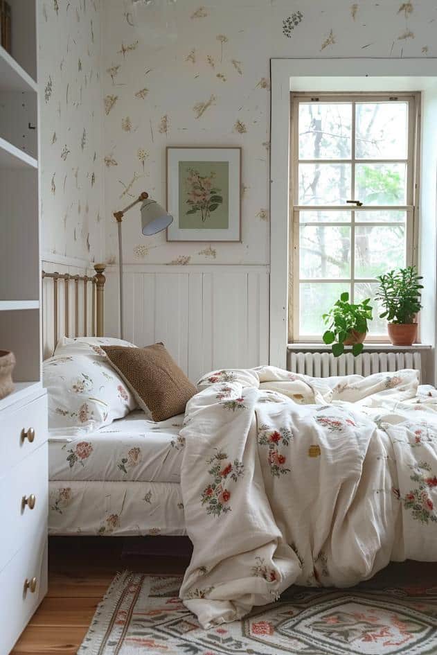 Delicate and delicate, give the vintage, the shabby flower wallpaper and the <a href=