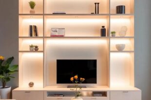 Transform Your Living Room: Stylish Built-In Shelves with Integrated Lighting