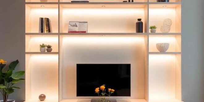 Transform Your Living Room: Stylish Built-In Shelves with Integrated Lighting