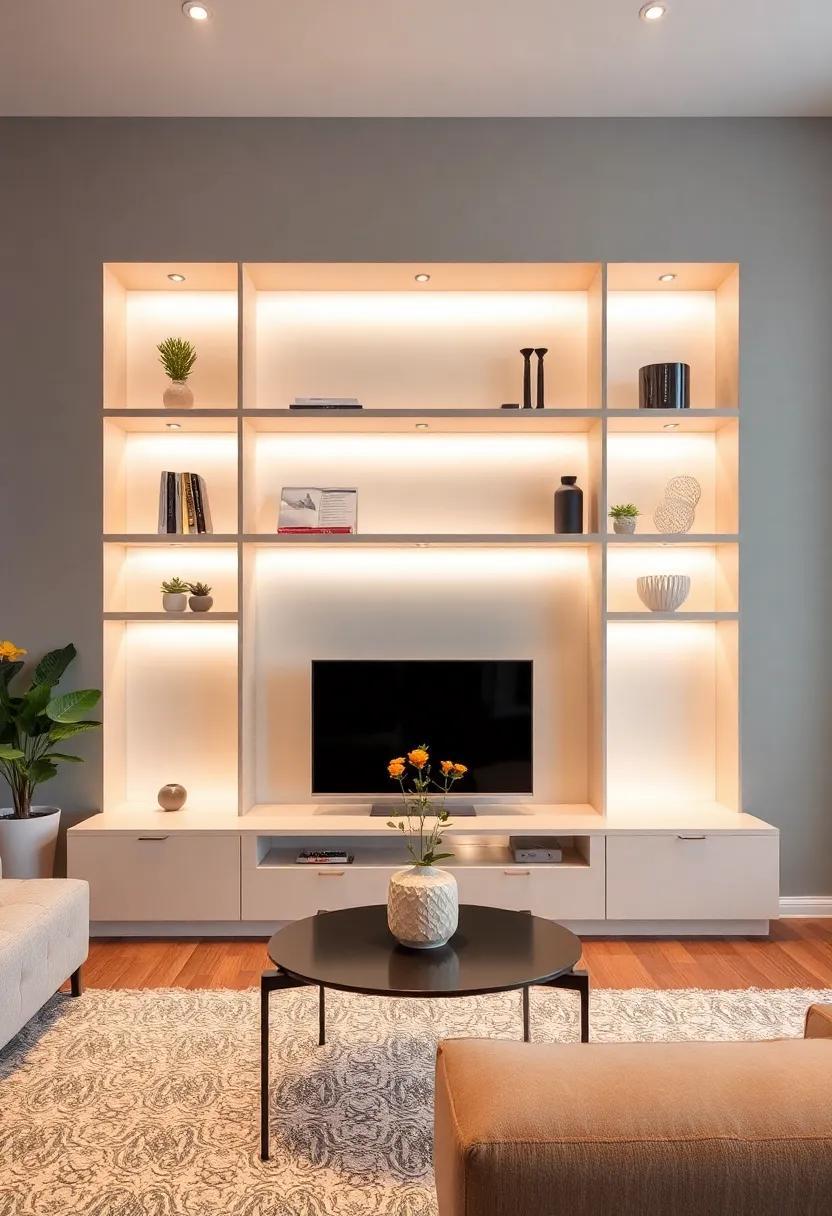 Transform Your Living Room: Stylish Built-In Shelves with Integrated Lighting