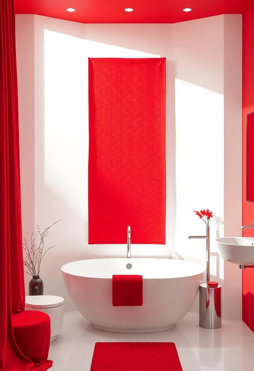 Elegant Red ⁢Textiles ​for a‌ Cozy and Vibrant Bathroom Escape