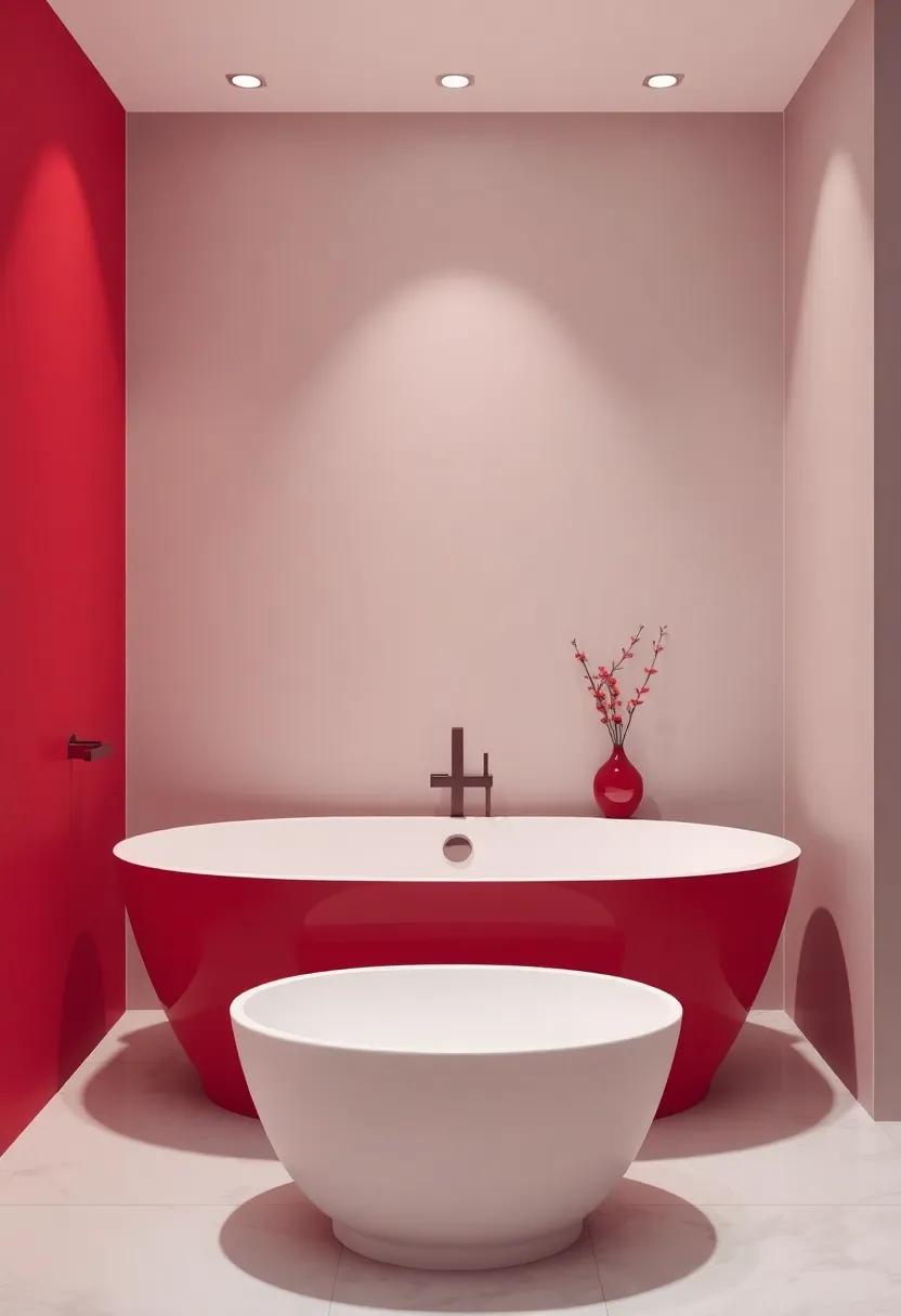 Luxurious Red Bathtubs as Focal Points⁣ in Contemporary Bathroom‌ Spaces