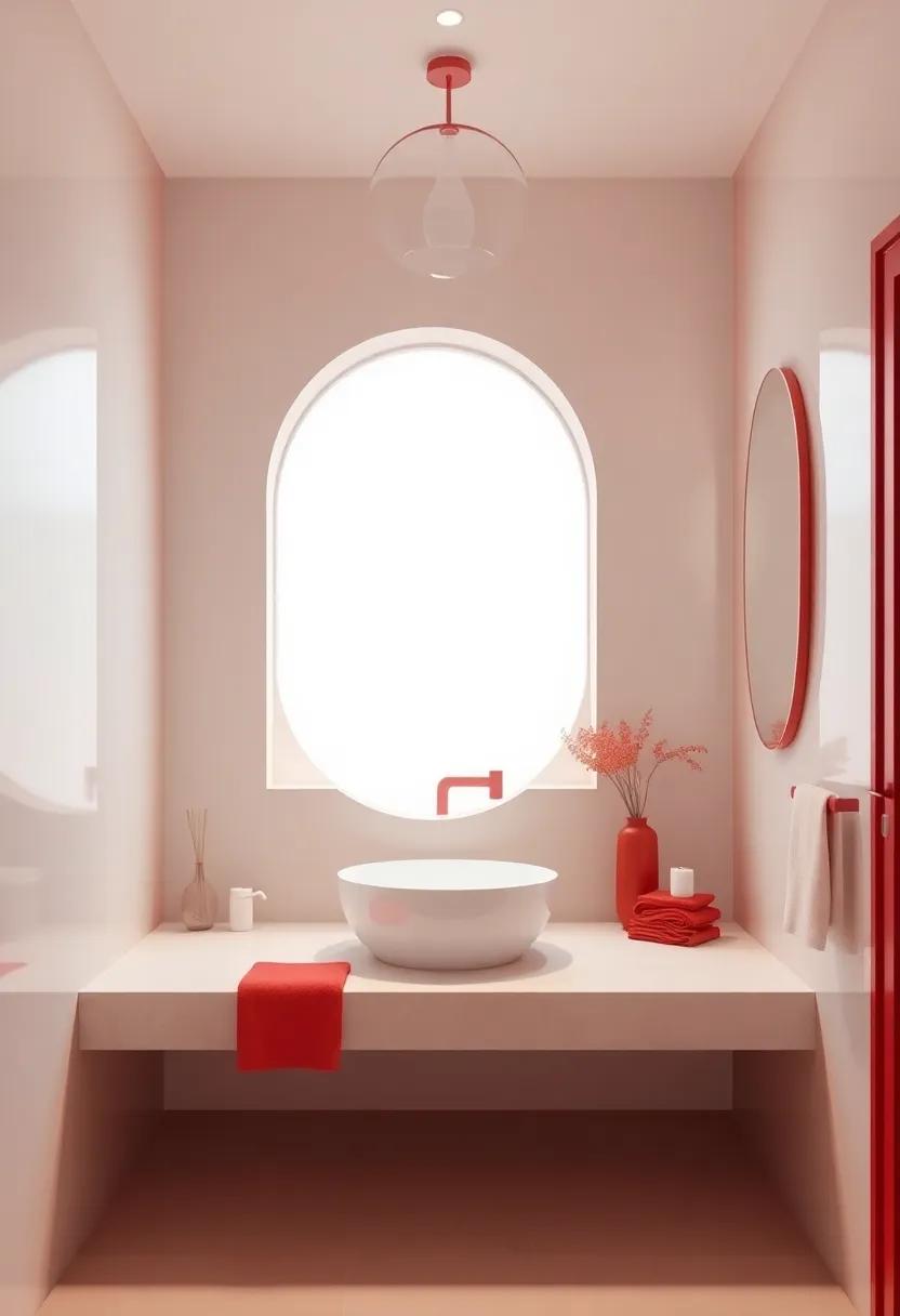 Merging Red and Neutral tones for an ⁤Elegant Bathroom Balance