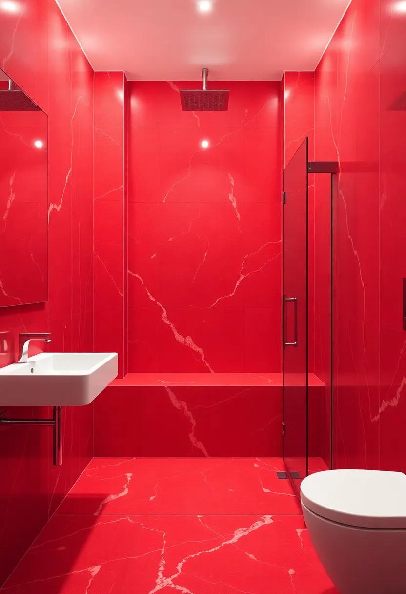 Red Accents in Shower ‍Designs That ⁢Offer⁤ a ‍Splash of ⁣Luxury