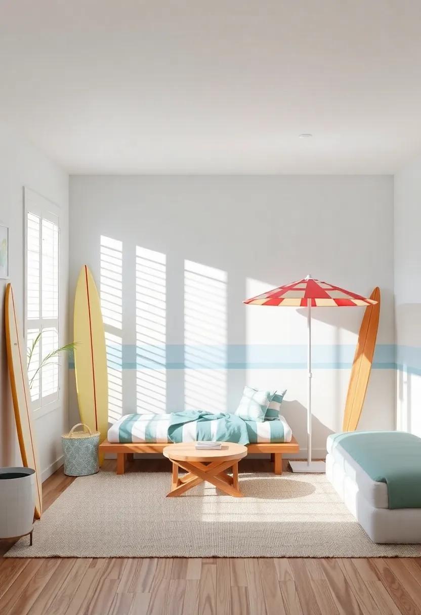 Adding Functional Decor Like Surfboards and Beach Umbrellas