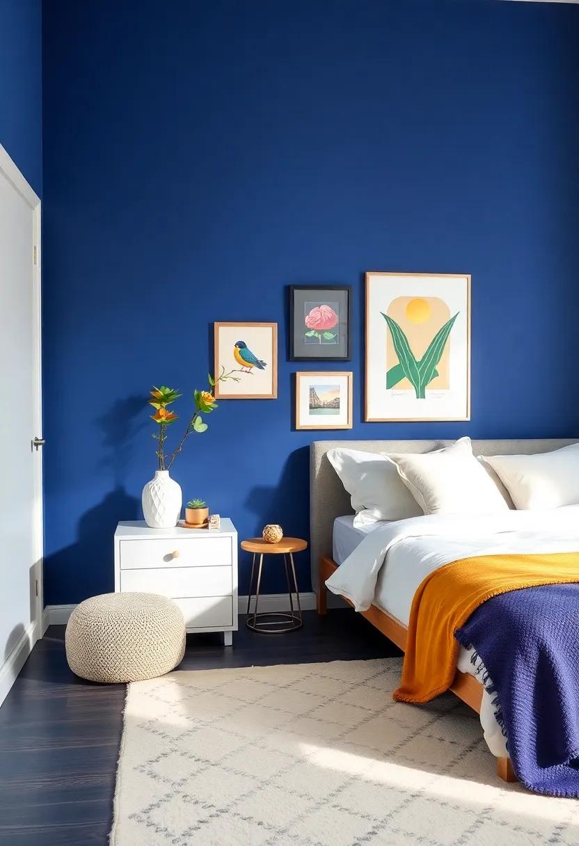 Creating a Vibrant ⁤Gallery Wall in a​ Boldly painted Bedroom Setting